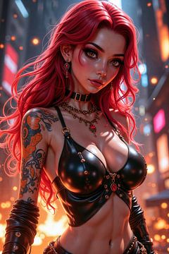 RAVENYA: Sexy Anime Rockerin in der nächtlichen Stadt