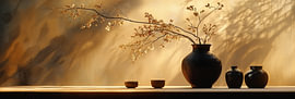 vases flowers | Golden Vase Moment by Eye catching paintings