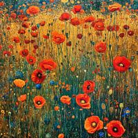 Mohnblumenfeld im Stil von Klimt