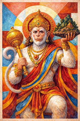 Hanuman kubistisch schilderij.
