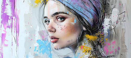 Urban Girl with the Pearl Earring | Girl of Vermeer by ARTEO Paintings