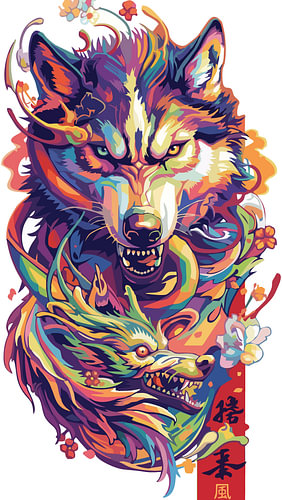 Wold Dragon WPAP Pop-Art-Illustration – Metallposter