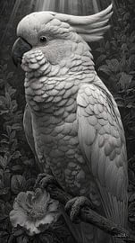Schwarz-Weiß-Papagei Kakadu-ara von Gelissen Artworks