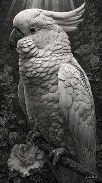 zwart-wit papegaai-kaketoe-ara van Gelissen Artworks