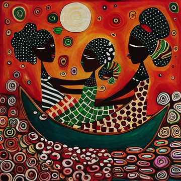 Drie meisjes uit Afrika hebben plezier van Jan Keteleer