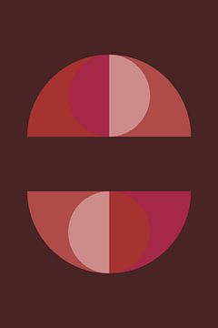 Art géométrique abstrait de style rétro en rose, terra, brun no. 1_2 sur Dina Dankers