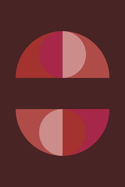 Abstract geometric art in retro style in pink, terra, brown no. 1_2 by Dina Dankers