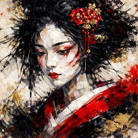 Crimson Geisha Expression by coretan tangan