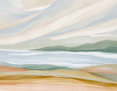 Rustig landschap in aquarel