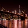 MANHATTAN SKYLINE & BROOKLYN BRIDGE Sunset by Melanie Viola