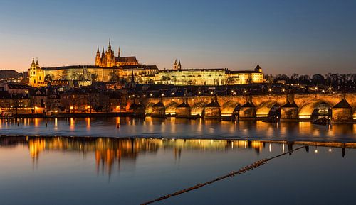 Praag - Vltava-rivier, Karelsbrug, oude stad en kasteel