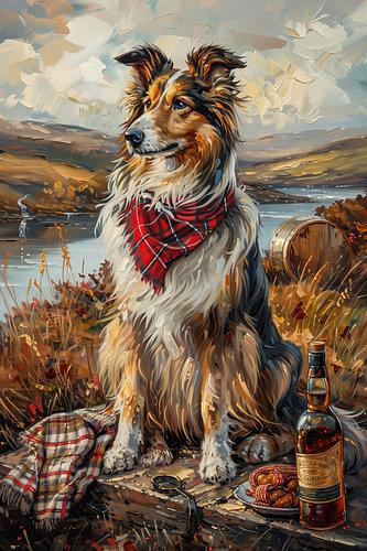 Collie in de Schotse Hooglanden