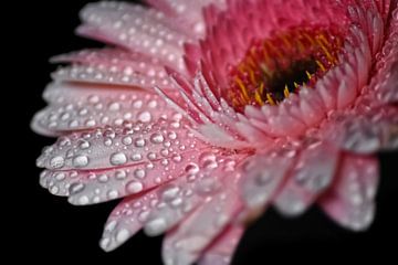 Gerbera rose Closeup avec perles d'eau sur marlika art