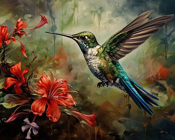 Kolibrie | Groen van Blikvanger Schilderijen