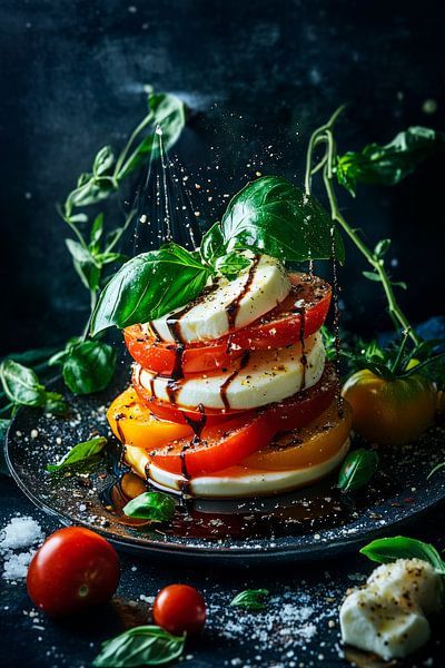 Tour de légumes multicolores avec une touche de basilic par Poster Art Shop