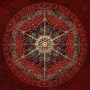 Mandala, rot und verdickt, erhabenen Linien