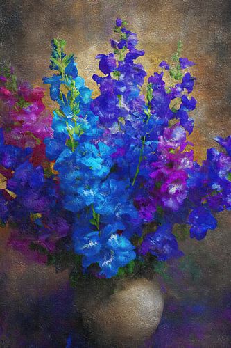 Colorful Blooms in a Vase van Bloemen Studio