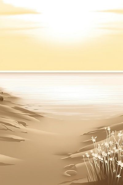 Beige Painting Peaceful Oasis | Horizon by Eye catching paintings