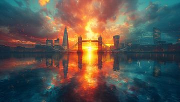 Tower Bridge London abstract panorama van TheXclusive Art