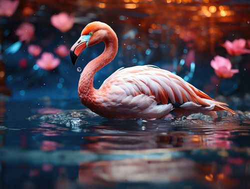 Flamingo in Magical Water