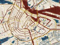 Stadskaart Amsterdam | Midnight Gold | Rood-Blauw-Goud