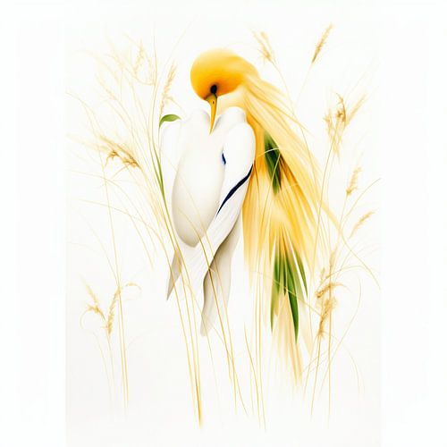 Golden Song - Yellow Abstract Bird