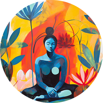 Mona Lisa, Modern Zen Waterlelie van Caroline Guerain