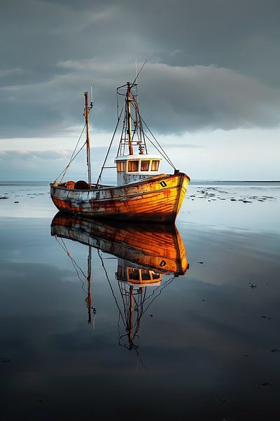 Calm ocean, simple boat by fernlichtsicht