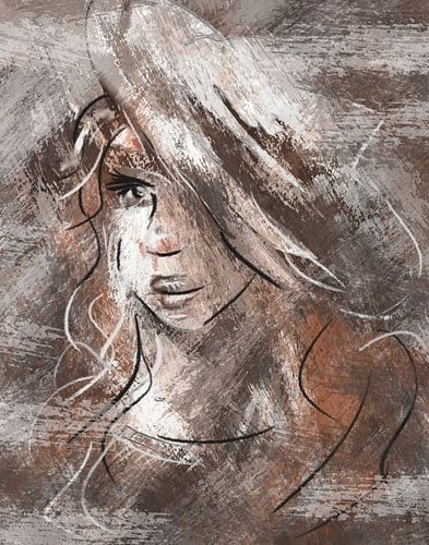 Abstract portrait young woman by Emiel de Lange
