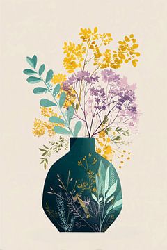 Wilde bloemen in groen Keramiek no.3