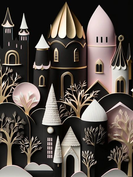 City Houses Fairytale Architecture Diorama elegant Fantasy by gm_designs