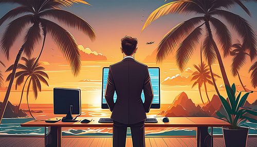 Werken met zonsondergang