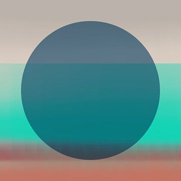 Neon kunst. Kleurrijk minimalistisch geometrisch abstract in blauw, bruin, groen van Dina Dankers