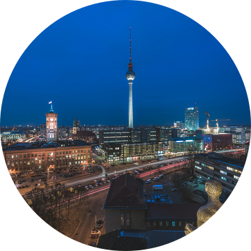 Berlijnse skyline in de Nikolai-wijk met televisietoren van Jean Claude Castor