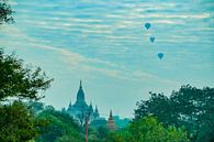Hot air balloons over temples of Bagan in Myanmar by Barbara Riedel thumbnail