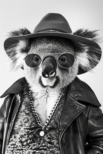 Stijlvolle koala met zonnebril en jasje