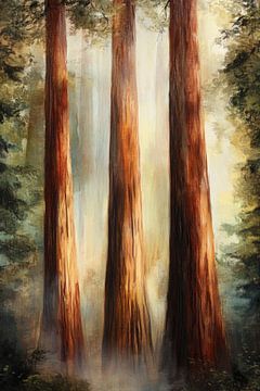 Mighty sequoias in the fog by Poster Art Shop