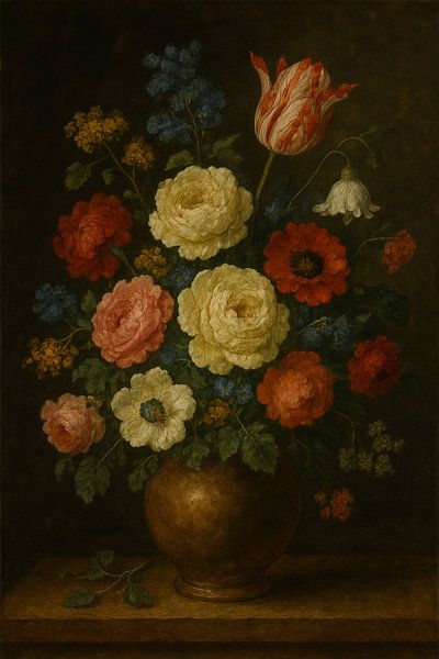 Stilleben mit Blumen von KijkKunst