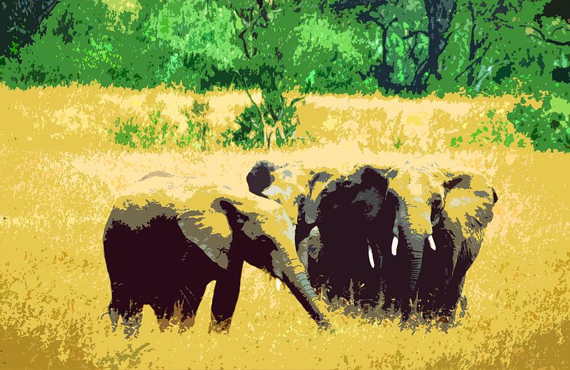 Olifanten in Kenia van Ronald Wilfred Jansen