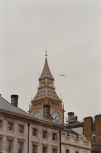 Big Ben with airplane