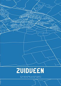 Blauwdruk | Landkaart | Zuidveen (Overijssel) van MijnStadsPoster