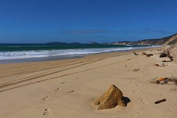 Sporen op Rainbow Beach, Australië van Ines Porada