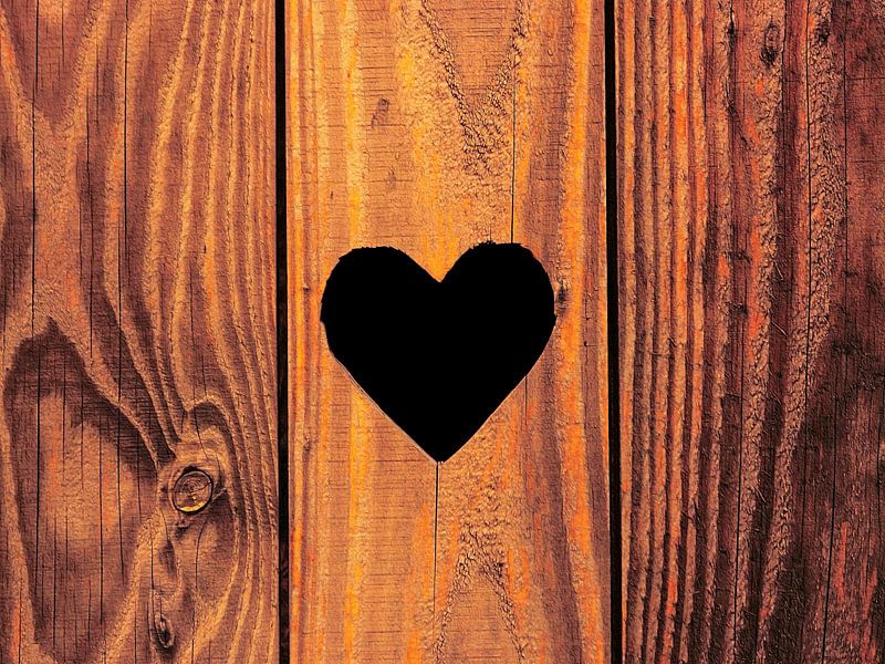 Houtbaar....(Wood in brown with heart) by Caroline Lichthart