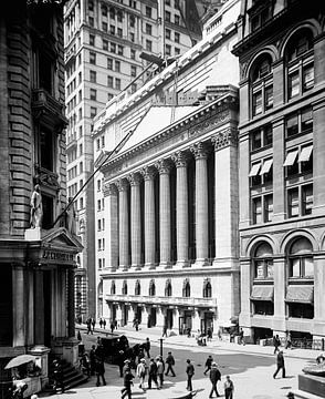 Historisch New York: 1900, Beurs, Wall Street van Christian Müringer