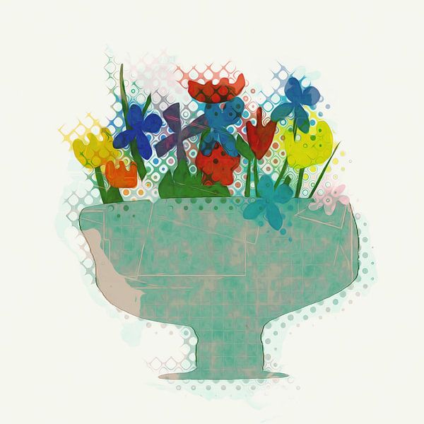 Topf mit Blumen und Pflanzen von Joost Hogervorst