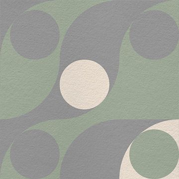 Op Bauhaus en retro 70s geïnspireerde geometrie in groen en grijs van Dina Dankers