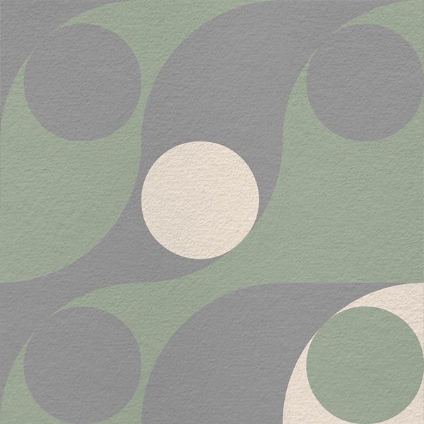 Bauhaus and retro 70s inspired geometry in green and grey by Dina Dankers