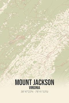 Vintage landkaart van Mount Jackson (Virginia), USA. van MijnStadsPoster