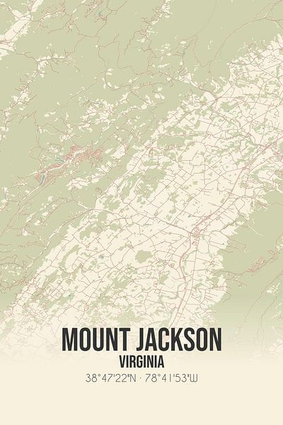 Carte ancienne de Mount Jackson (Virginie), USA. par Affiches de lieux