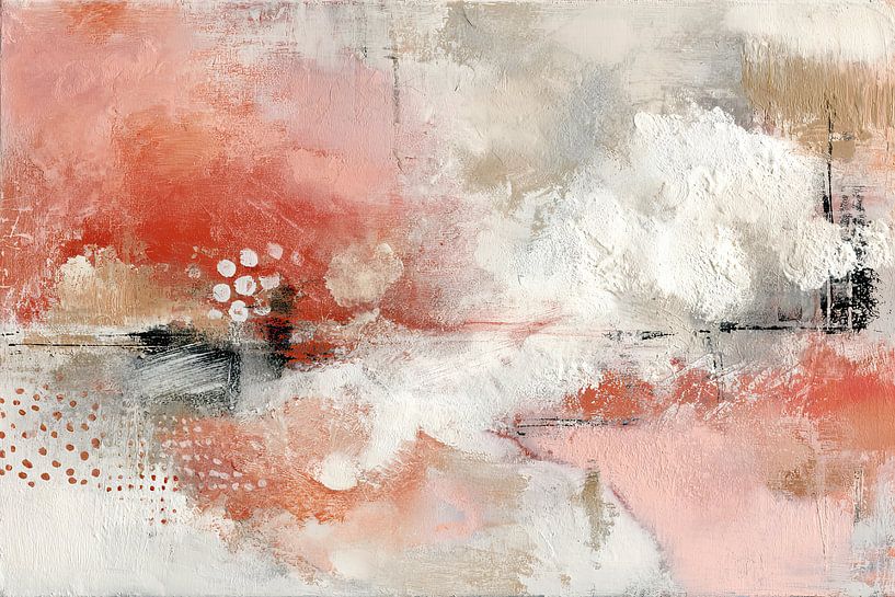 Abstract Horizon - Modern Abstract Painting in Peach Pink and Orange by Joriali Abstract